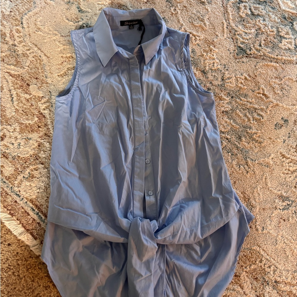Shinestar Blue Sleeveless Blouse